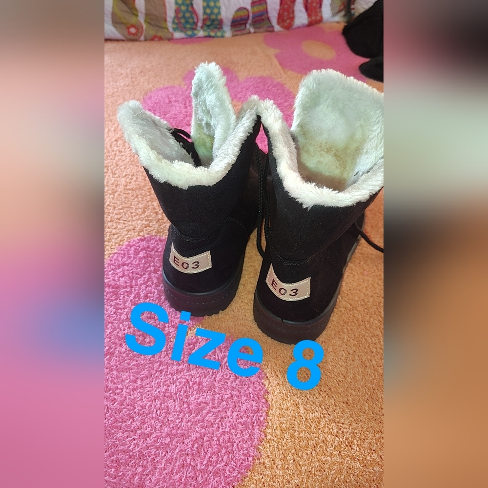 EO3 Black Winter Boots Size 8